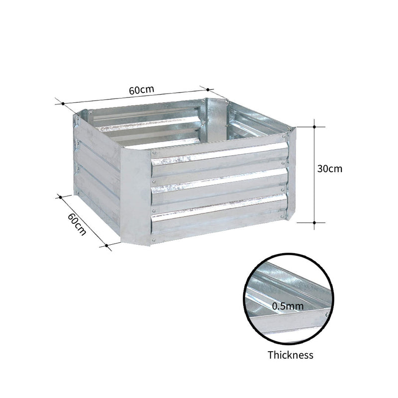60cm Square Galvanized Steel Raised Garden Bed Outdoor Planter Box Green