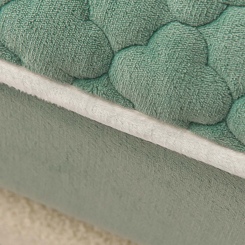 2X Green 153cm Quilted Fleece Mattress Cover Set with Pillow Covers