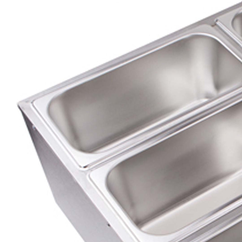 2X Stainless Steel Electric Bain Marie Food Warmer 4 X 1/2 GN Pan With Lid