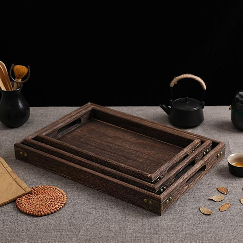 Medium Walnut Wooden Tray Serving Board with Handles 36x24cm Kitchen Decor