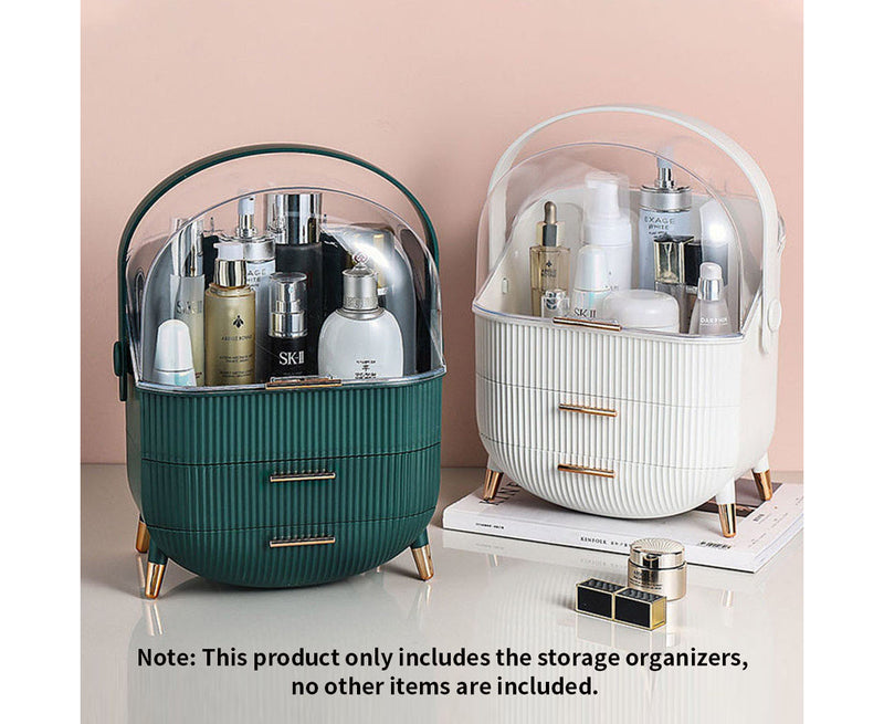White Plastic Cosmetic Jewelry Storage Organizer With Antler Led Mirror Tabletop