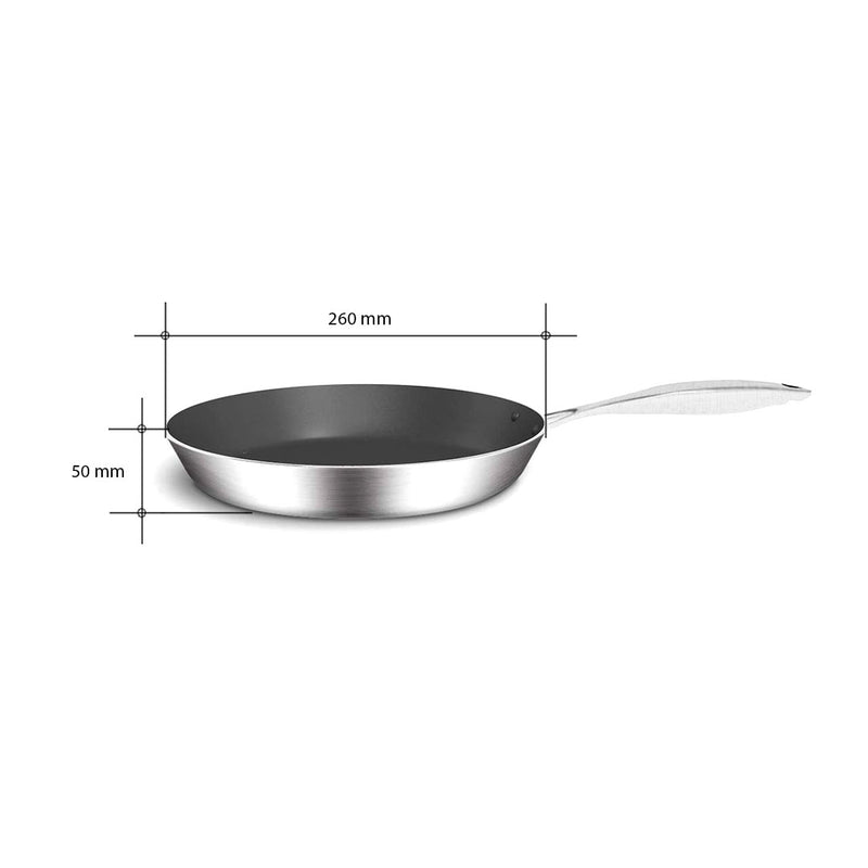 Stainless Steel Induction Fry Pan 26cm Non Stick Interior Heat Resistant Handle