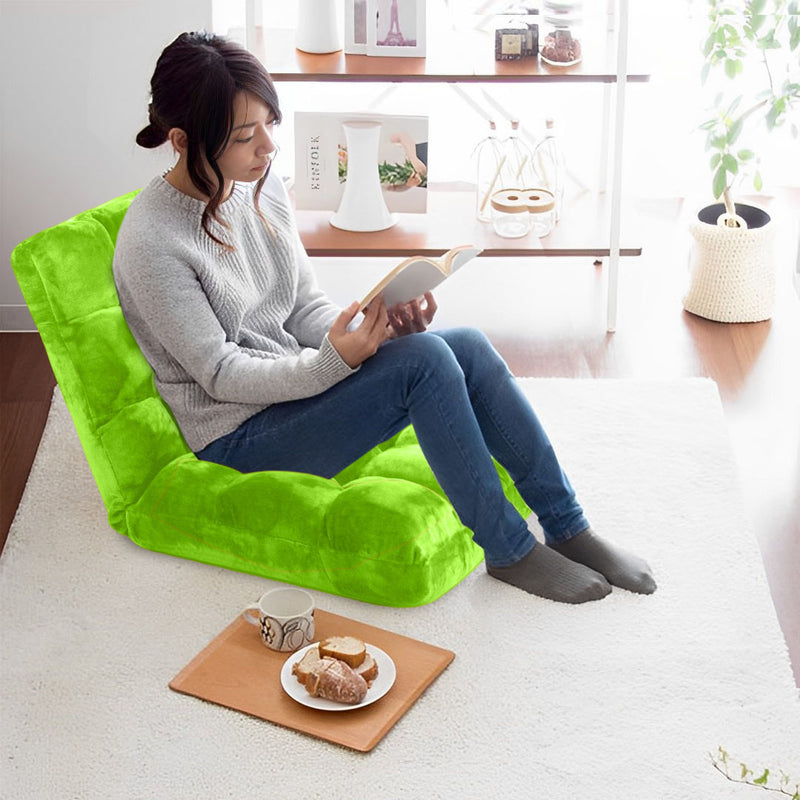 4X Folding Floor Recliner Cushion 100cmX45cmX8cm Memory Foam 6 Position Green