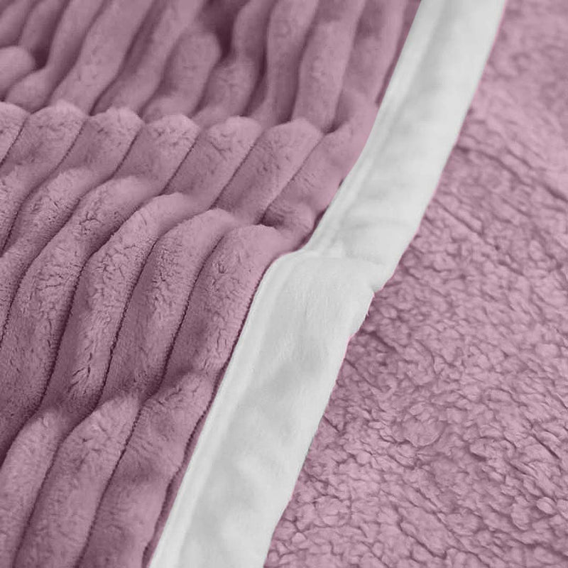 Throw Blanket Thick Flannel Fleece Double Sided Warm Cozy Purple 200x230cm