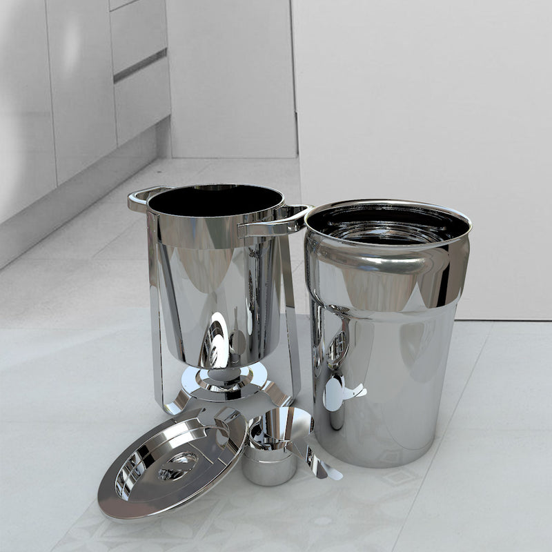 11L Round Stainless Steel Soup Warmer Marmite Chafer Mirror Finish Fuel Holder
