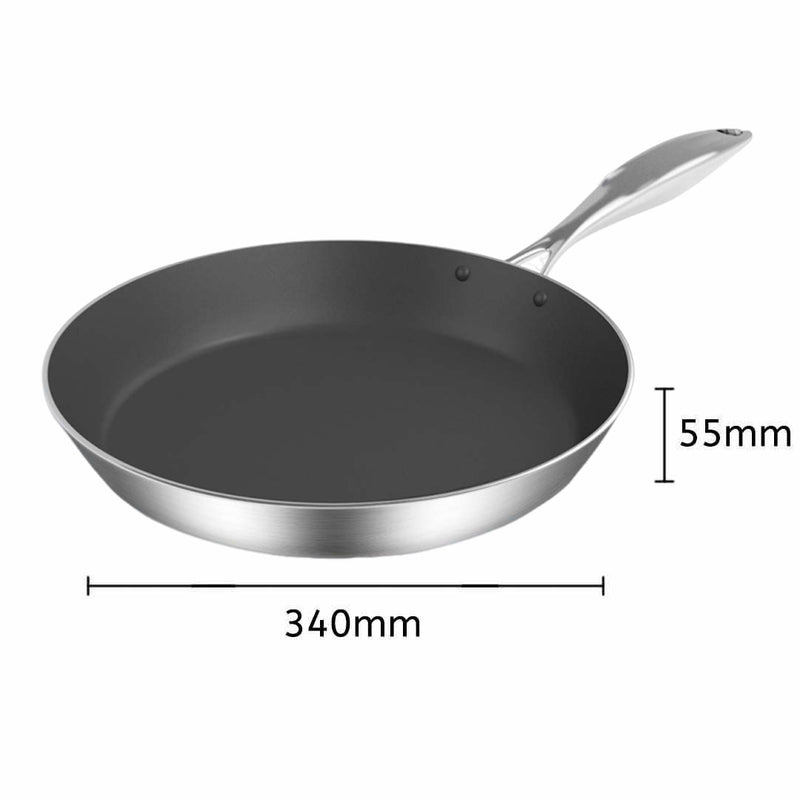 Stainless Steel Fry Pan 36cm Non Stick Induction Easy Clean Commercial Grade