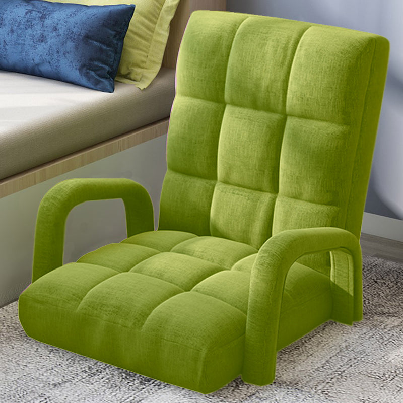 2X Foldable Linen Floor Recliner 135x58x20cm Adjustable Armrest Yellow Green
