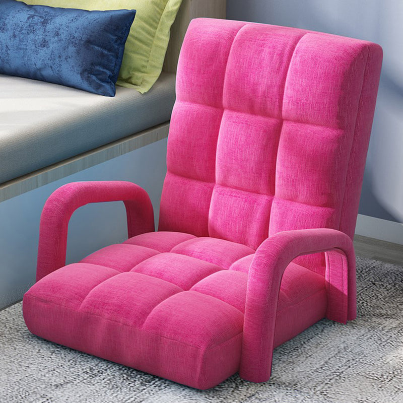 Foldable Linen Floor Recliner Chair Armrest 135 X 58 X 20Cm 5 Angles Pink