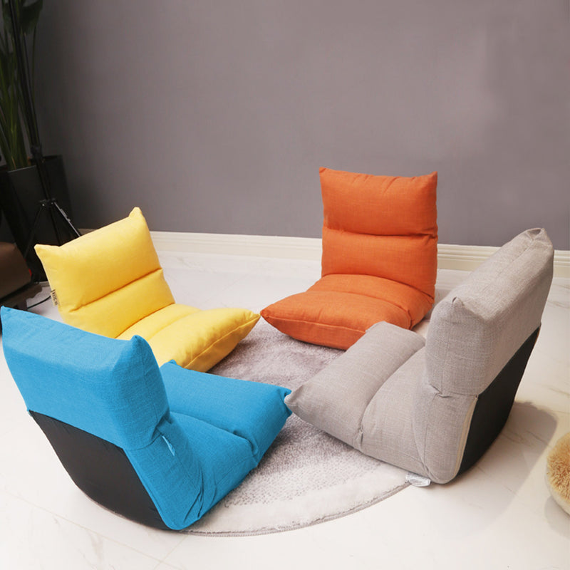 2X Folding Floor Recliner Chair Linen Fabric Adjustable 5 Angles Blue