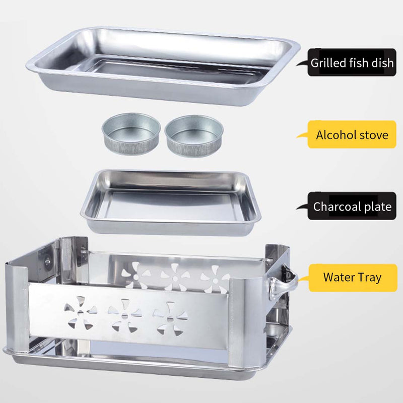 36cm Portable Stainless Steel Fish Chafing Dish BBQ Grill Easy Clean Camping