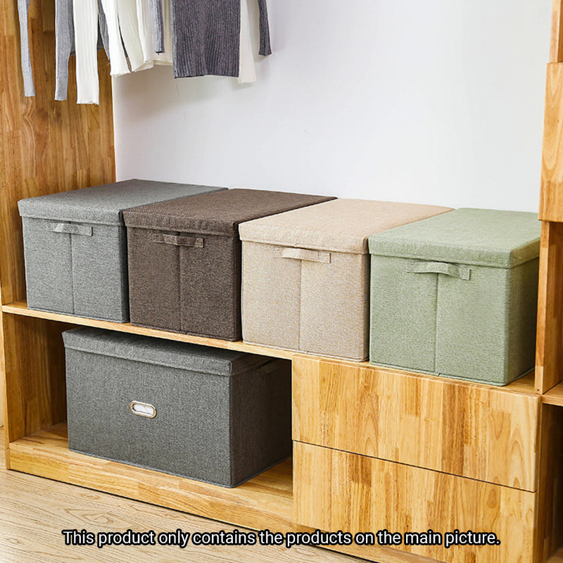 Large Foldable Canvas Storage Box Cube Organizer Durable Coffee Brown 44x29x30cm