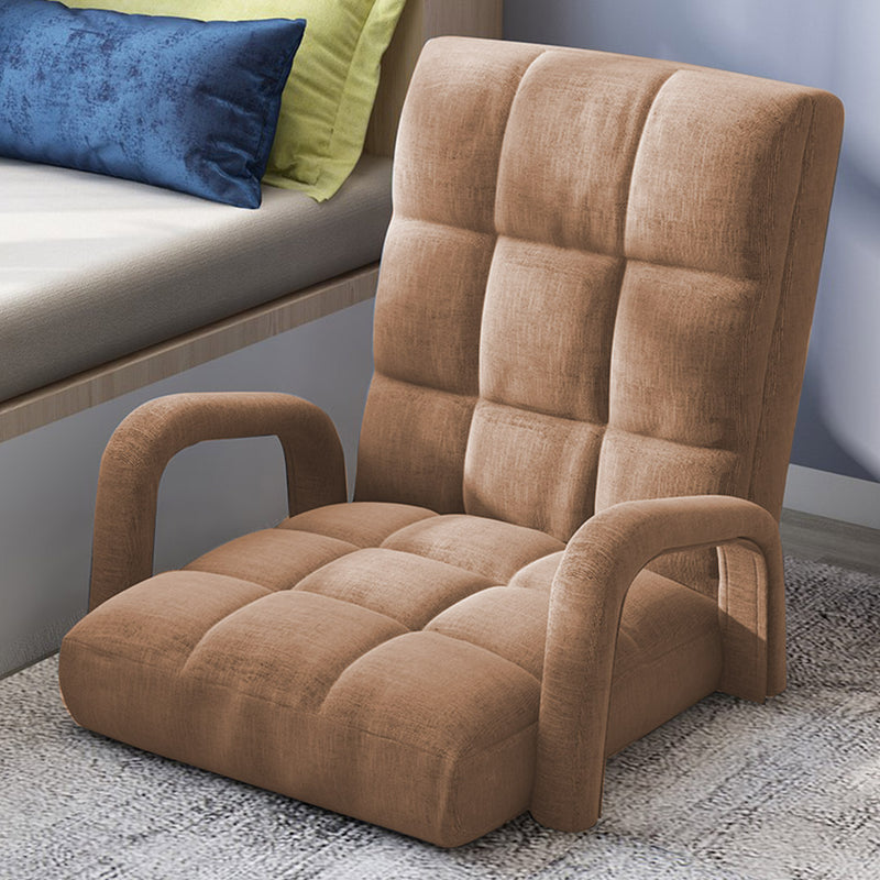 2X Foldable Adjustable Floor Recliner Linen 135x58x20cm Khaki Armrest