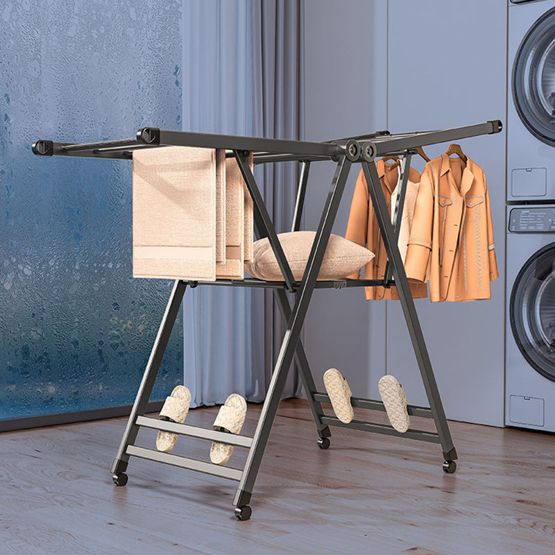 Portable Aluminum Clothes Drying Rack 1.6m Foldable Space Saving Dark Grey