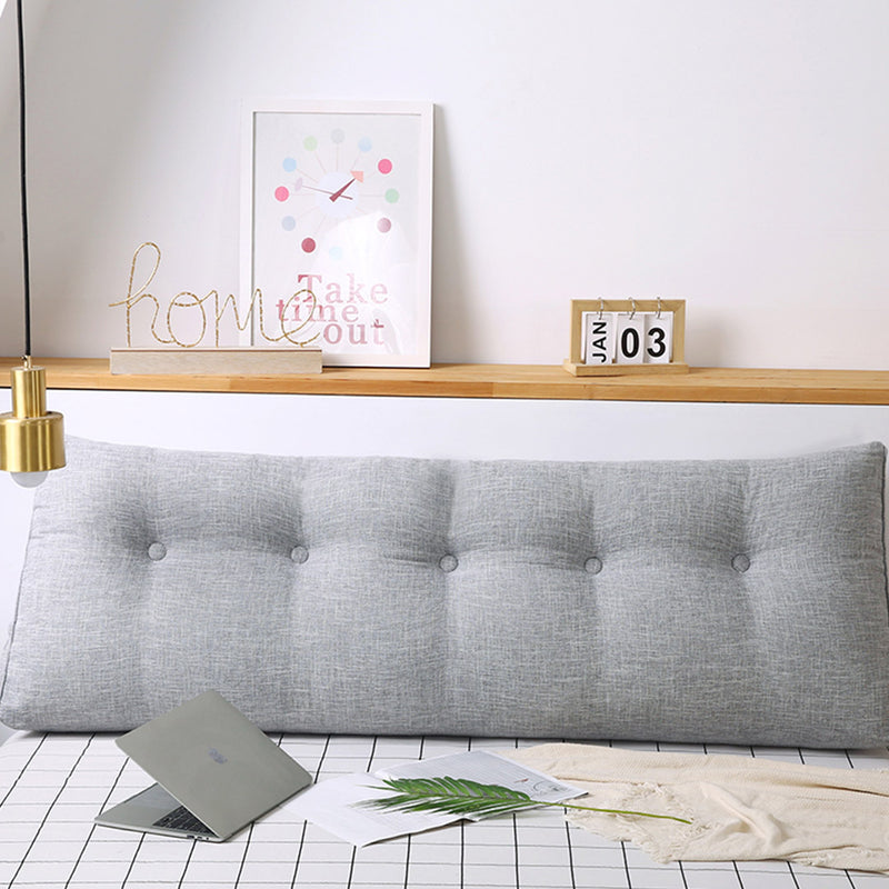 100cm Triangular Wedge Backrest Pillow Button Tufted Polyester PP Filling Silver