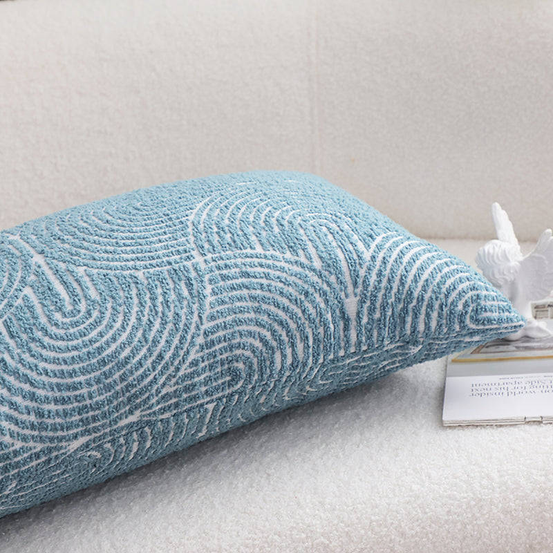 2X Throw Pillow Blue Polyester Cotton 35x55x18cm Indoor Outdoor Corded