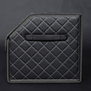 Leather Car Trunk Organizer Medium Portable Foldable Black White Stitch Box