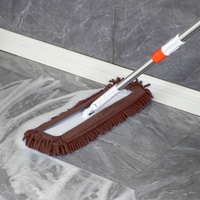 Microfiber Flat Mop 80x12cm Coffee 4 Pieces With 150cm Stainless Steel Handle