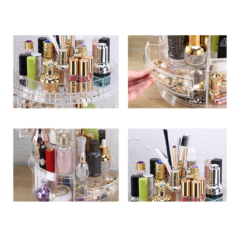 2X 360 Degree Rotating Makeup Organiser Plastic Holder Stand Transparent