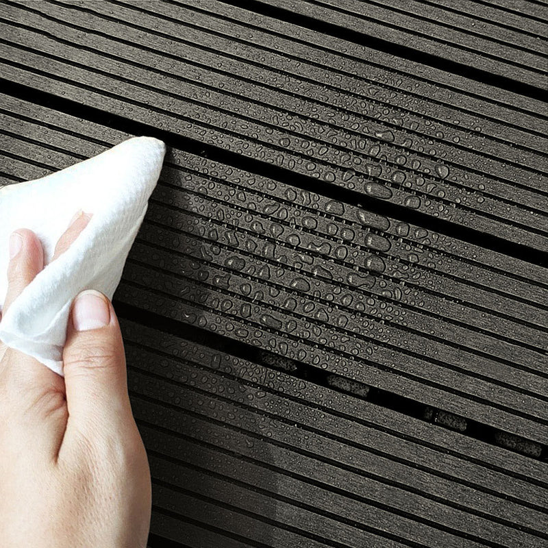 11 pcs Wooden Composite Decking Tiles Grey 30X30cm Outdoor Slip Resistant