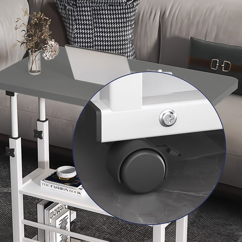 40x80cm Gray Movable Bedside Desk Student Computer Table With Wheels
