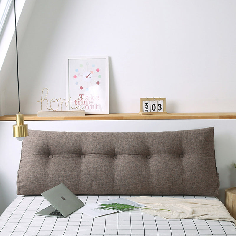 100cm Coffee Triangular Wedge Pillow Headboard Backrest with Side Pocket