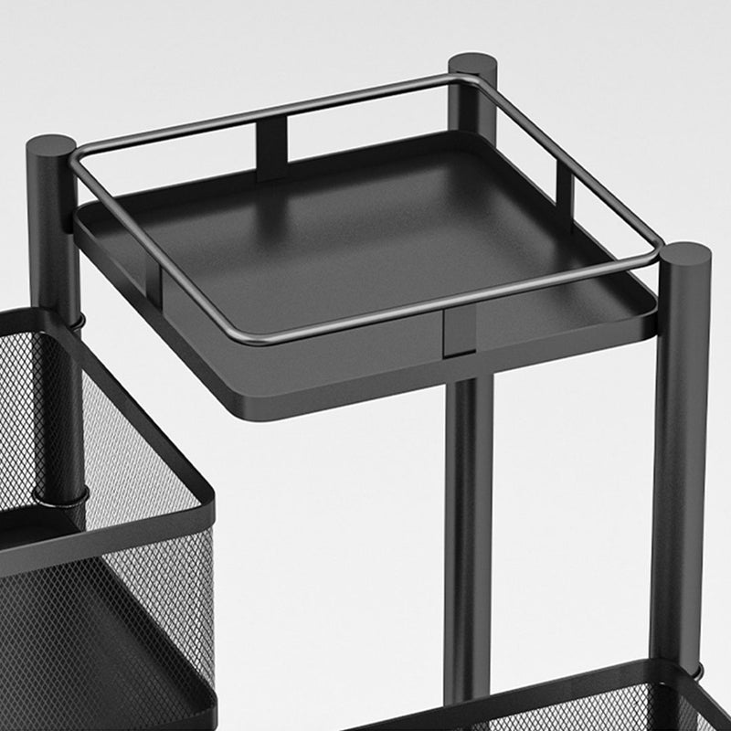 2X 4 Tier Carbon Steel Rotating Mesh Kitchen Cart 30x30x82cm 10Kg Shelf Black