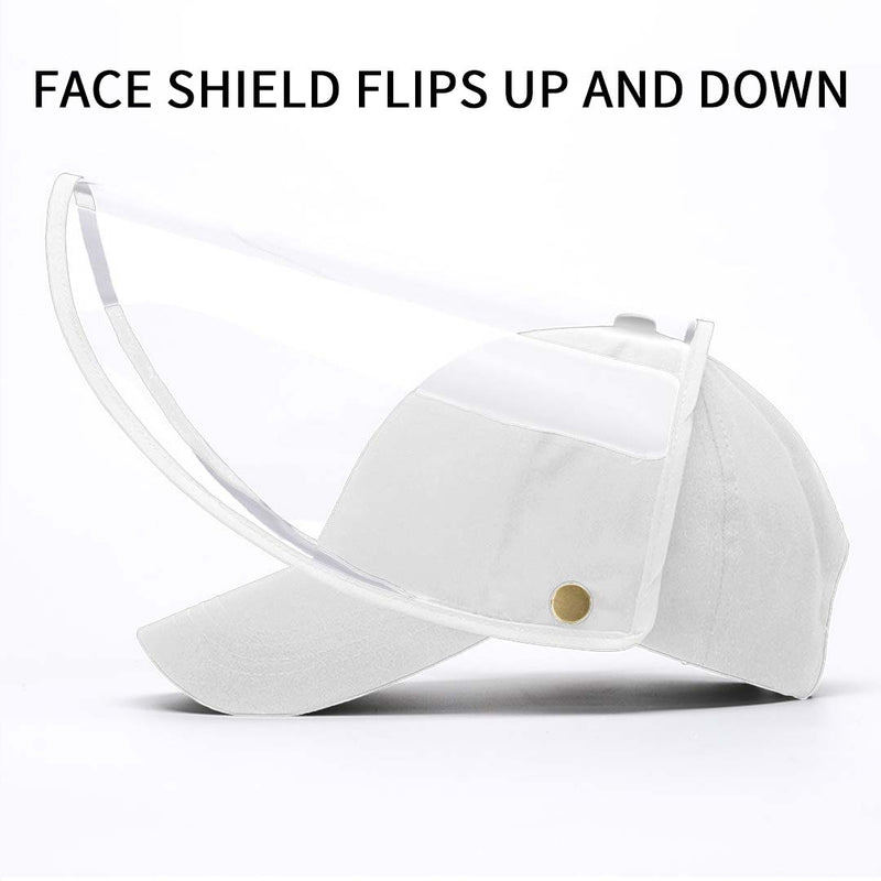 Adult Full Face Protective Hat Cotton Tpu Shield Baseball Cap White 27x41cm