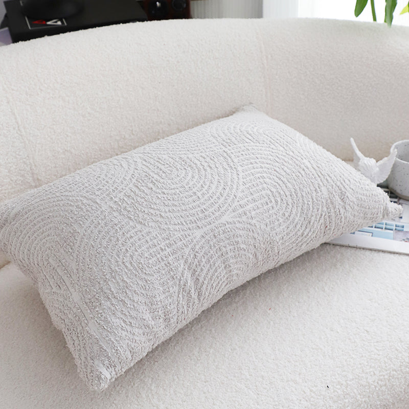 2X Throw Pillow Polyester Cotton 35x55x18cm Lumbar Embroidered Off White