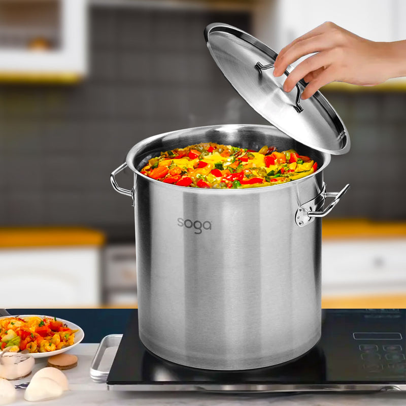 Thick 143L Stainless Steel Stock Pot Commercial Grade With Comfortable Handles