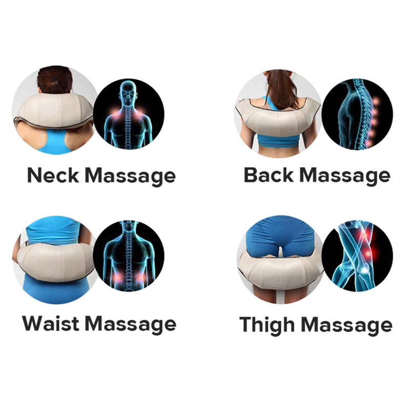2X Electric Shiatsu Neck Shoulder Body Massager With Infrared Heat Car Charger