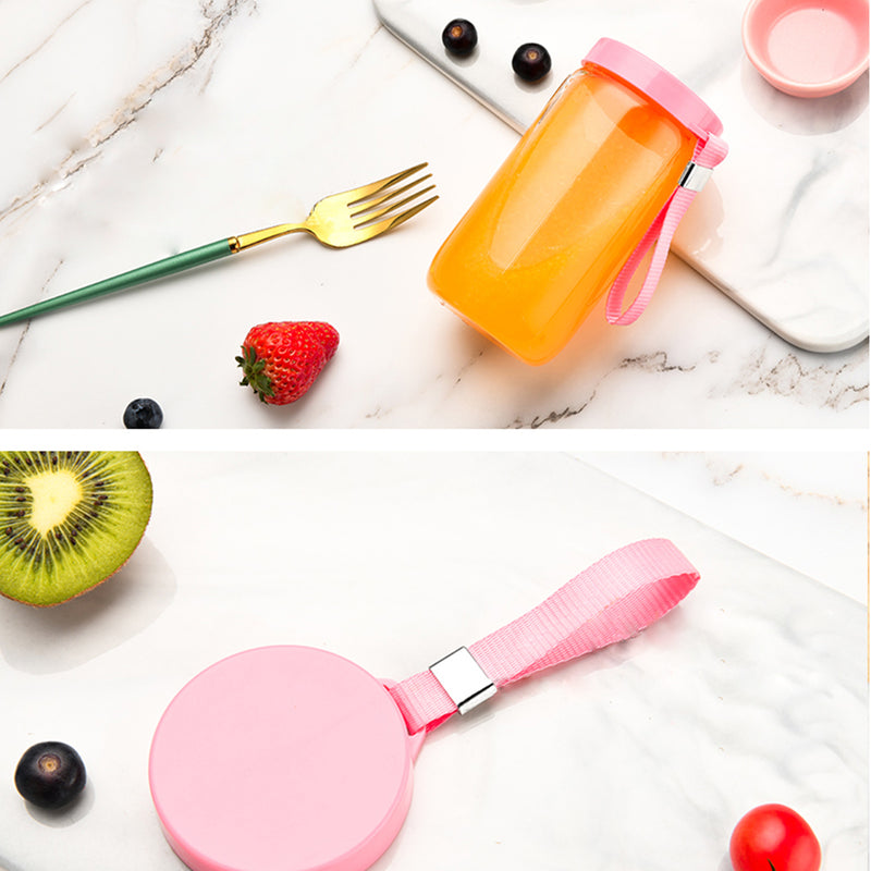 2X Portable Mini USB Rechargeable Handheld Juice Extractor Mixer Glass Pink