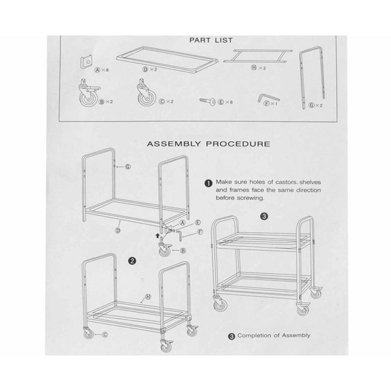 2X Medium Stainless Steel Utility Cart 2 Tier Locking Wheels Easy Assembly