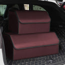 2X Leather Car Boot Organizer Medium Collapsible Foldable Storage Box Red