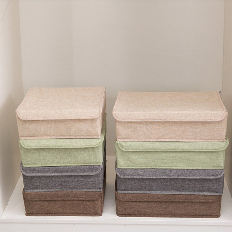 Flip Top Underwear Storage Box Foldable Polyester Fabric 44cmx29cmx13cm Coffee