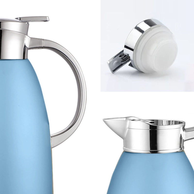 1.8L 3 Layer Vacuum Insulated Stainless Steel Flask Blue Leak Proof Wide Mouth