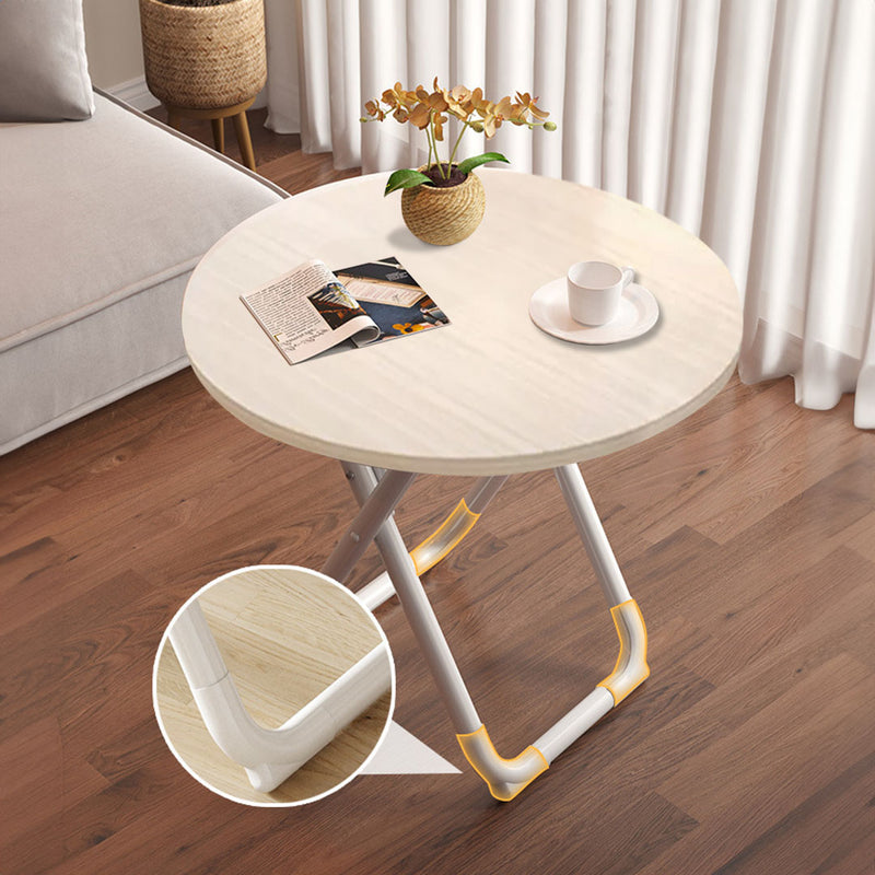 80cm Round Wood Table 72cm High Light Wood Top White Legs Multipurpose