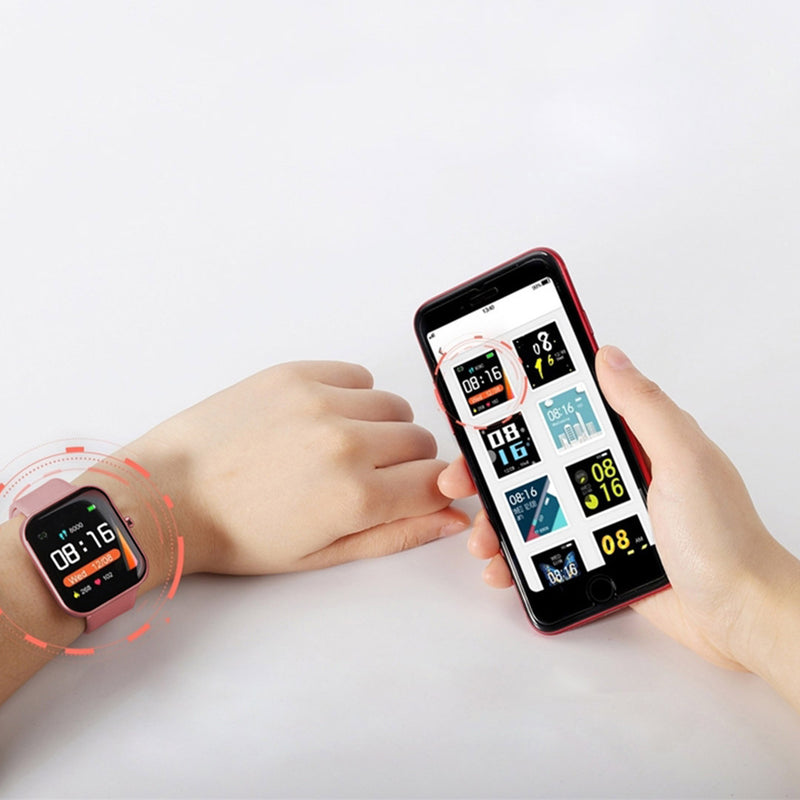 Waterproof Fitness Smart Watch 1.4 Inch Screen Heart Rate Monitor Pink P8