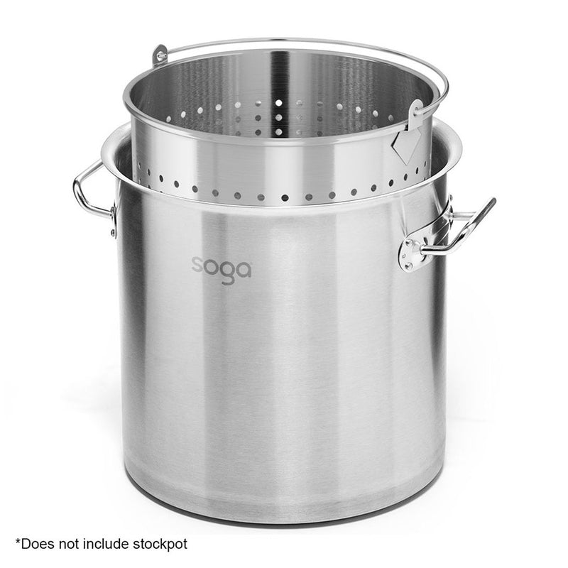 2X 12L Stainless Steel Perforated Stockpot Basket Pasta Strainer With Handle