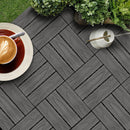 11 pcs Dark Grey Wood Composite Decking Tiles Outdoor Slip Resistant Flooring