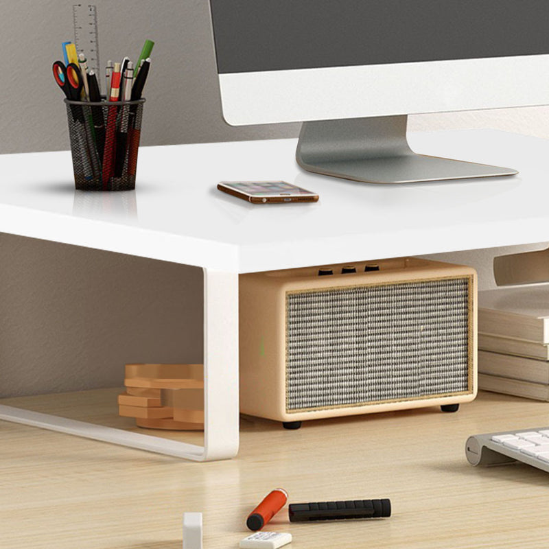 White 40cm Monitor Stand With Storage Ergonomic Elevated Desk Organizer