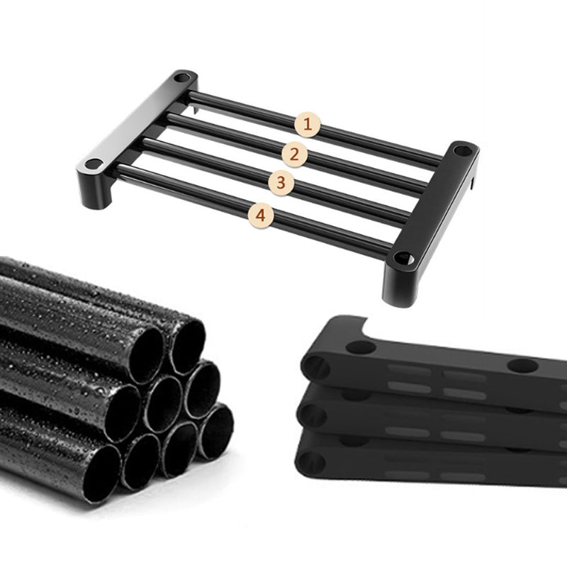 12 Shelf Shoe Storage Rack Organizer Black Space Saving with Side Hooks