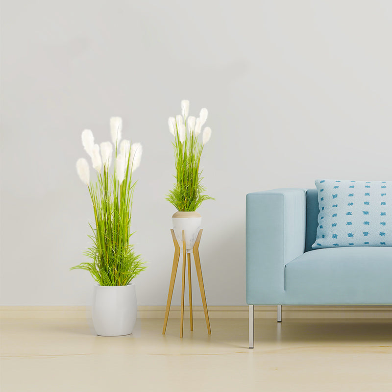 120cm Artificial Plume Grass Plant Green Plastic Indoor Outdoor Home Office