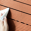 11 pcs Red Brown Wooden Composite Decking Tiles Slip Resistant Outdoor Flooring