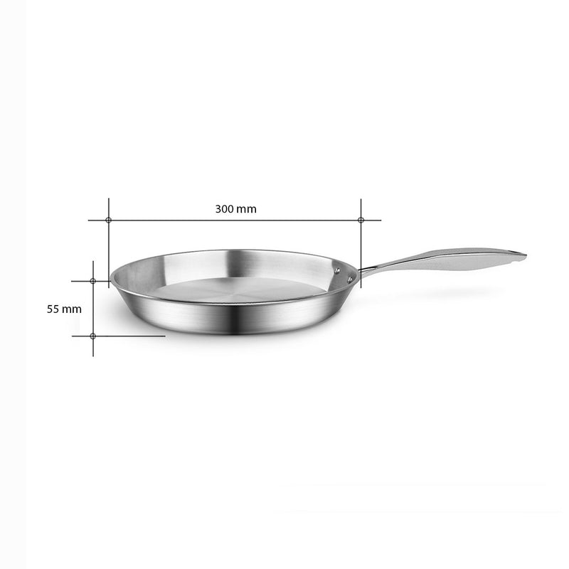 Stainless Steel Fry Pan 30cm Induction Compatible Riveted Handle