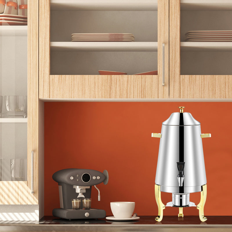 2X Stainless Steel Heated Beverage Dispenser 13L Bullet Silver Gold Handles