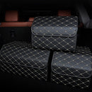 4X Leather Car Boot Organizer Portable Foldable Collapsible Storage Box Black