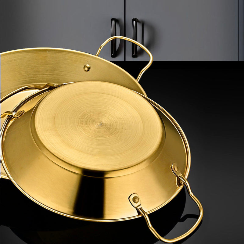 21cm Stainless Steel Dry Pot Gold Finish Kitchen Essential Even Heat Handle