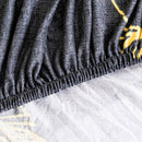 1-Seater Feather Print Stretch Sofa Slipcover Protector Black Polyester
