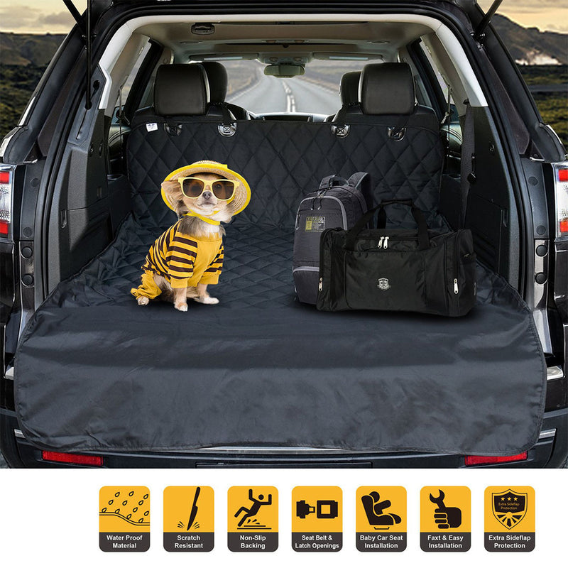 2X Premium Car Trunk Pet Mat Waterproof Non Slip Black Cloth 44x106x51x132cm