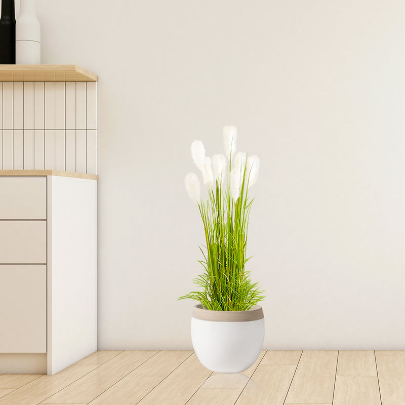 150cm Artificial Wheat Plume Grass Plant Green Indoor Decor Metal Planter